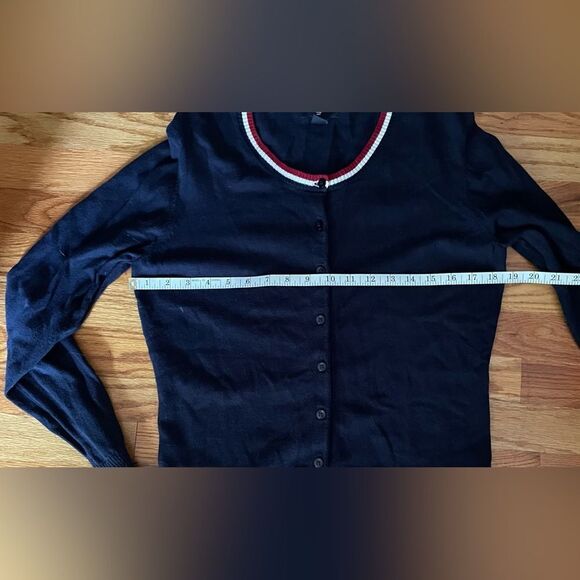 Women’s Gap Red White & Blue Lightweight Button Up Cardigan Size Large - Picture 7 of 8